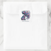 Sticker Carré Femme mignonne enceinte maman ajouter un texte (Sac)