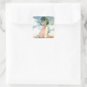 Sticker Carré Femme Monet avec un parasol face à gauche (Sac)