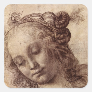 Sticker Carré Femme regardant vers le bas