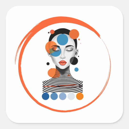 Sticker Carré femme rêveuse (Devant)
