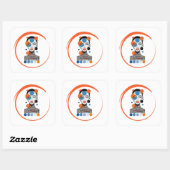 Sticker Carré femme rêveuse (Feuille)
