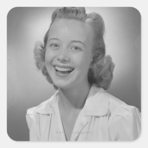 Sticker Carré Femme souriante