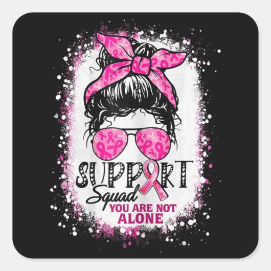 Sticker Carré Femme Soutien Squad Messy Bun Pink Warrior (Devant)