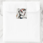 Sticker Carré Femme sur toile – Concept d'expression abstraite (Sac)