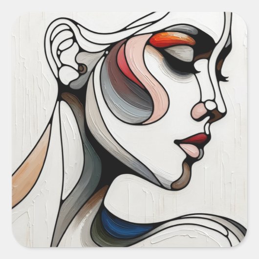 Sticker Carré Femme sur toile – Concept d'expression abstraite (Devant)