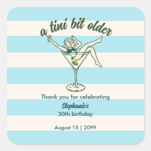 Sticker Carré Femme Un Peu Plus Âgée Martini Rétro 30e Anniversa