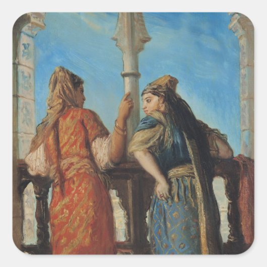 Sticker Carré Femmes juives au Balcon, Alger, 1849 (Devant)