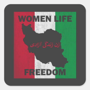 Sticker Carré Femmes Liberté pour la vie Vintage Iran déstabilis
