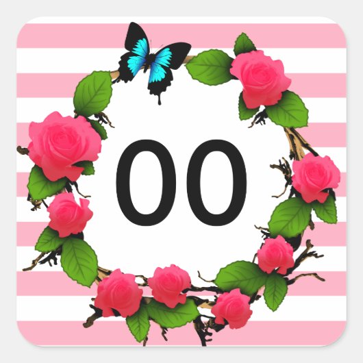 Sticker Carré FEMMES Rose lunaire 18e 21e 30e 40e anniversaire (Devant)