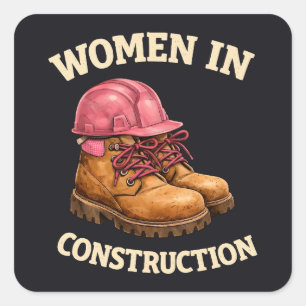 Sticker Carré Femmes sur des bottes de travail de construction e