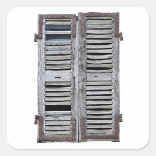 Sticker Carré Fenêtre fermée avec persiennes en bois