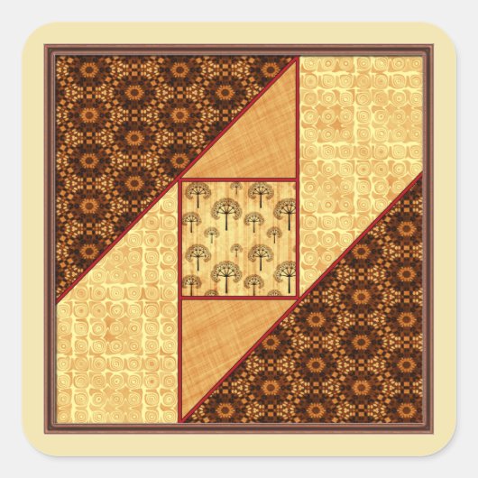 Sticker Carré Fenêtre grenier en rouille et or (Devant)