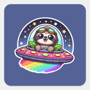 Sticker Carré Fente arc-en-ciel UFO
