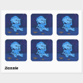 Sticker Carré Ferald Feeling bleu (Feuille)