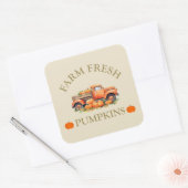 Sticker Carré Ferme citrouilles d'aquarelle fraîche automne (Enveloppe)