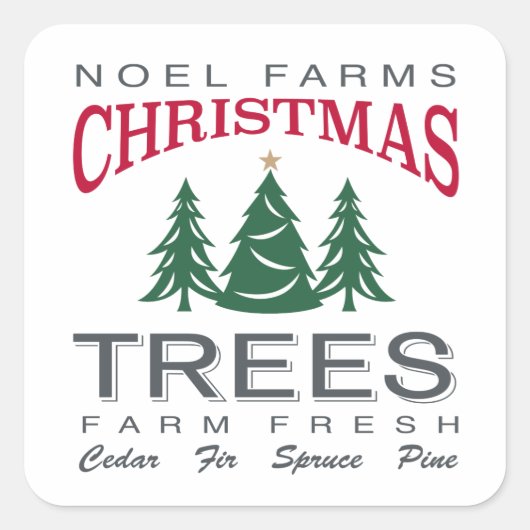 STICKER CARRÉ FERME D'ARBRES DE NOËL (Devant)