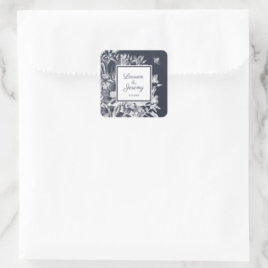 Sticker Carré Ferme mariage Florale Marine & Blanc (Sac)