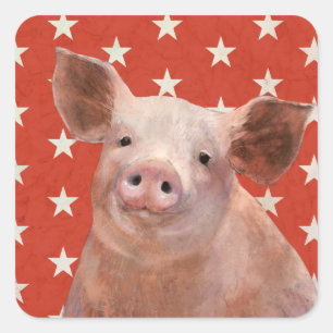 Sticker Carré Ferme patriotique - Cochon