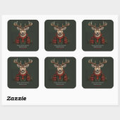 Sticker Carré Ferme Rustique Plaid Deer Et Vert (Feuille)