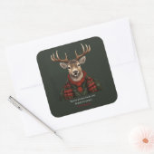 Sticker Carré Ferme Rustique Plaid Deer Et Vert (Enveloppe)