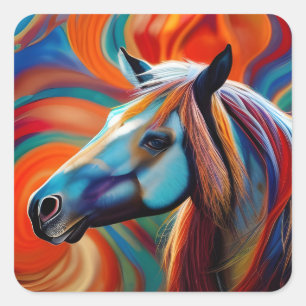 Sticker Carré Fermer la tête du cheval