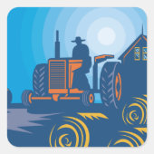 Sticker Carré Fermier Sur Un Tracteur (Devant)