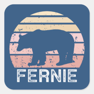Sticker Carré Fernie Ours Rétro Colombie-Britannique