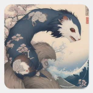 Sticker Carré Ferret - Japan