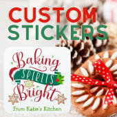 Sticker Carré Festif Baking Spirits Bright Custom Christmas
