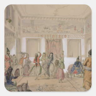 Sticker Carré Festin de harem, Téhéran (crayon et la semaine sur