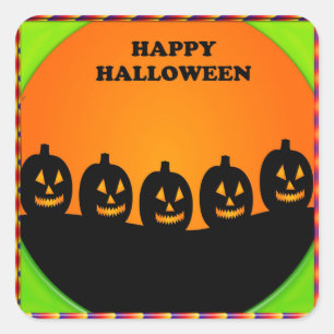Sticker Carré Festin Halloween Jack o' Lantern Silhouettes