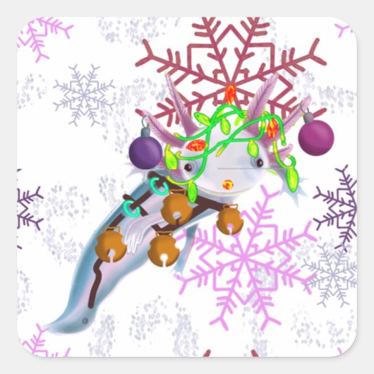 Sticker Carré Festive Axlotl (Devant)