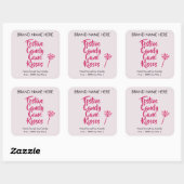 Sticker Carré Festive Candy Cane Kisses | Modern Candle Labels (Feuille)