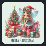 Sticker Carré Festive Christmas fairy ajouter un texte<br><div class="desc">Festive Christmas fairy ajouter texte Carré Sticker</div>