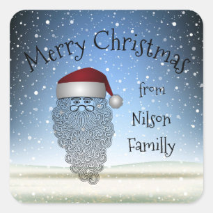 Sticker Carré Festive Chritsmas Party Funny mignon Santa Claus