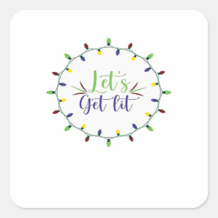 Sticker Carré Festive Festive Festive Lit Funny Christmas Lights