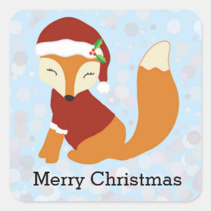 Sticker Carré Festive Fox Noël