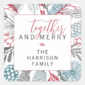 Sticker Carré Festive hiver verdure vacances (Devant)