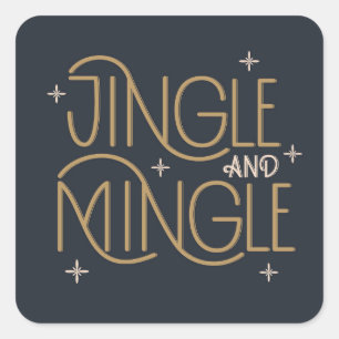 Sticker Carré Festive Jingle et Mingle Holiday Design