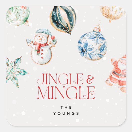 Sticker Carré Festive Jingle & Mingle Christmas (Devant)