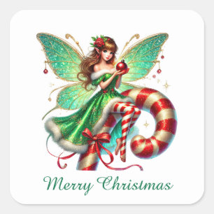 Sticker Carré Festive Joyeux fée de menthe poivrée