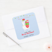 Sticker Carré Festive Llama Christmas (Enveloppe)