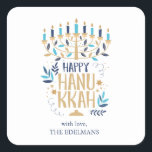 Sticker Carré Festive Menorah Hanoukka<br><div class="desc">Design Festif de Menorah Hanoukka.</div>