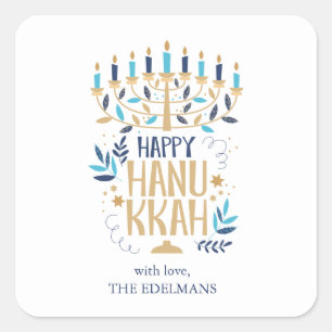 Sticker Carré Festive Menorah Hanoukka