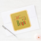 Sticker Carré Festive Merry and Bright in Red Green and Yellow  (Enveloppe)