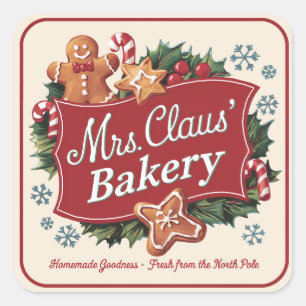 Sticker Carré Festive Mme Claus boulangerie Vacances