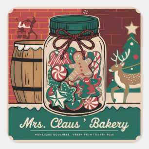 Sticker Carré Festive Noël Mme Claus boulangerie