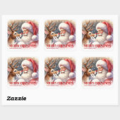 Sticker Carré Festive Personalized Santa and Rudolph Christmas  (Feuille)
