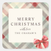 Sticker Carré Festive Plaid Photo Christmas (Devant)
