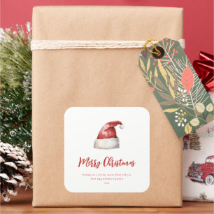 Sticker Carré Festive Santa Hat